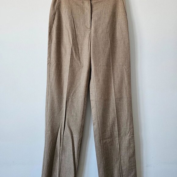 NWT PIAZZA SEMPIONE Brown Wool Flannel Straight Judy Pants 40/6 - Picture 1 of 7